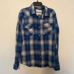 Blue Plaid Button-Up Shirt
